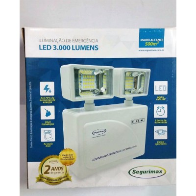 Iluminação de Emergência LED 3000 Lumens 2 Faróis 