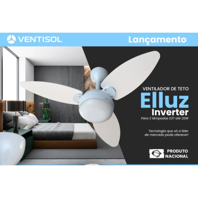 Ventilador De Teto Ventisol Elluz Inverter C/Controle Branco/Cinza Bivolt