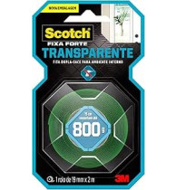 Fita Dupla Face 3M Scotch Fixa Forte Transparente - 19 mm x 2 m